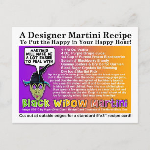 Black Widow Halloween Martini Recipe-vykort Vykort