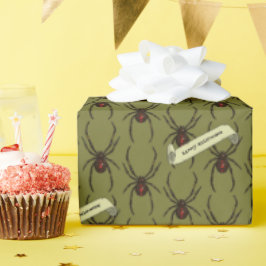 Black Widow Spider Halloween Pixel Art Pattern Presentpapper