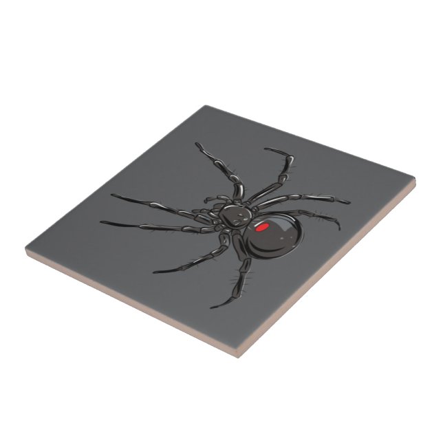 Black Widow Spider Original Teckning Art Kakelplatta (Sidan)