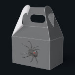 Black Widow Spider Original Teckning Art Presentaskar<br><div class="desc">Gable Stil Shaped Party Favor Gift Box tryckt med Black Widow Spider Original Teckning Art hand plockade Graphics Designwork illustration by TheFabricSeal print on demand shop på Zazzle.com #ZazzleMade Original. https://www.zazzle.com/store/thefabricseal Celebrate Halloween och Goth när som helst under året med vår coola tittar svart färgad med röd märkning av anpassningsbarna...</div>