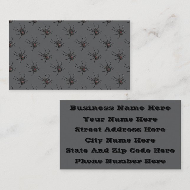 Black Widow Spider Original Teckning Art Visitkort (Fram/baksida)