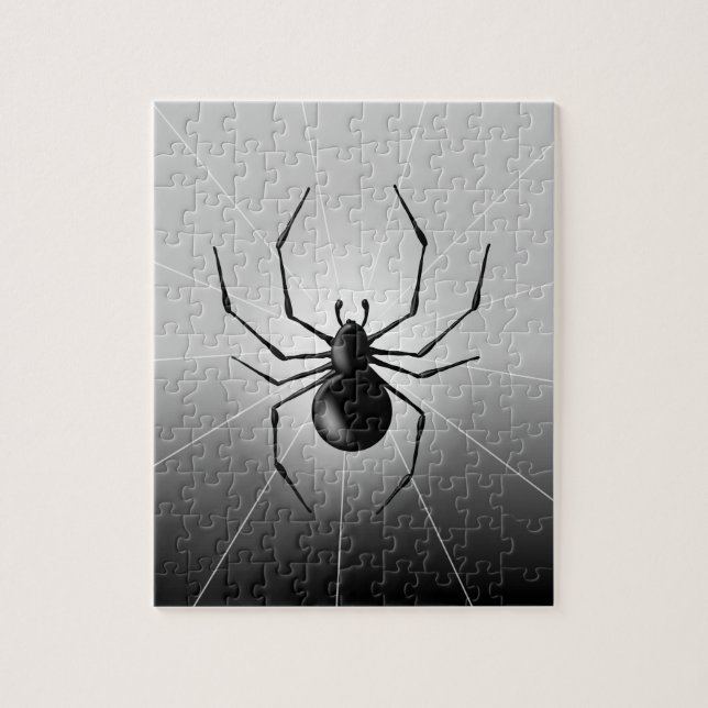 Black Widow Spider Silhouette Line Art Pussel (Vertikal)
