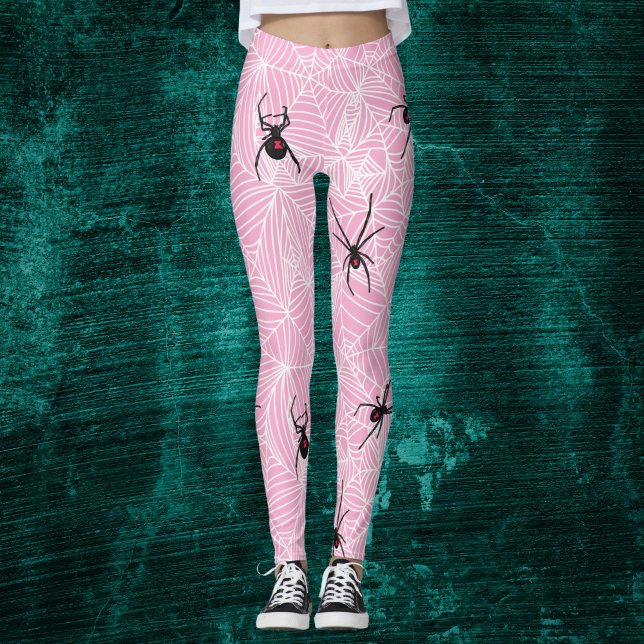 Black Widow Spider Webs Pastel Pink Costume Leggin Leggings (Skapare uppladdad)