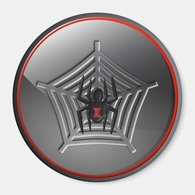 Black Widow Spindelnät Halloween Fridge Magnet (Framsidan)