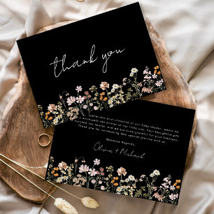 Black Wildblomma Baby i Bloom Baby Shower Tack Kort
