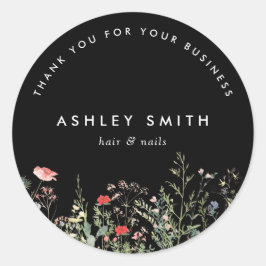 Black Wildblomme Meadow Runt Klistermärke