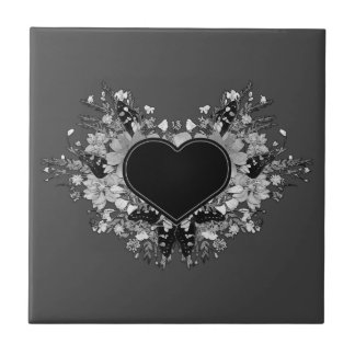 Black WildblommHeart Kakelplatta