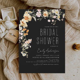 Black WildblommMöhippa Boho Elegant Inbjudningar