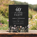 Black Wildbloms Blommigt Calligraphy 40 Birthday Inbjudningar<br><div class="desc">Fira i stil med en kalligrafi för trädgårdsodling på 40-årsdagen, perfekt för en milstolpe-händelse. Den här inbjudan har en slimmad men sofistikerad blommigt och elegant-kalligrafi. Temat lush-trädgården blandar naturskönhet med en ren typografi, skapar en tidlöshet och bjuder in utseende. Perfekt för utomhus- eller trädgårdsinstallationer. Den fångar glädjen från detta speciella...</div>