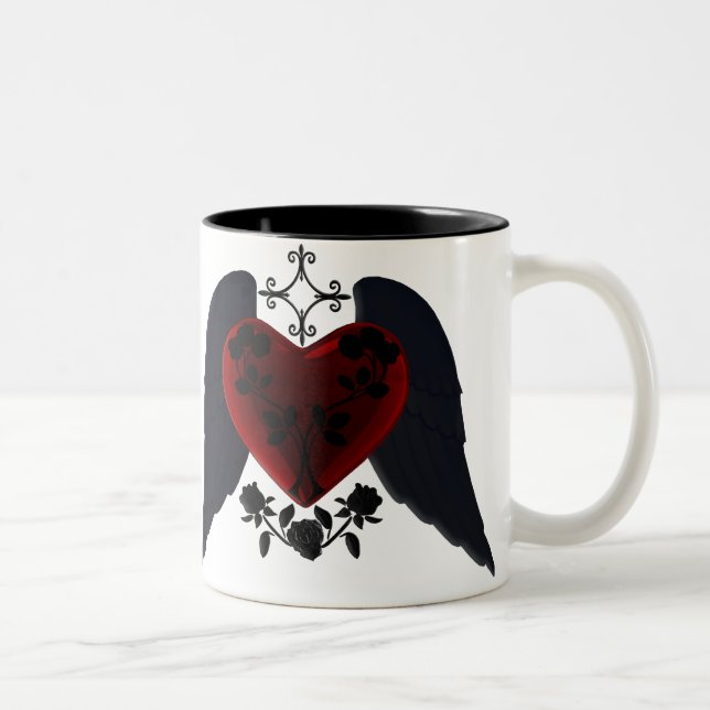 Black Winged Goth Heart Mugg (Höger)