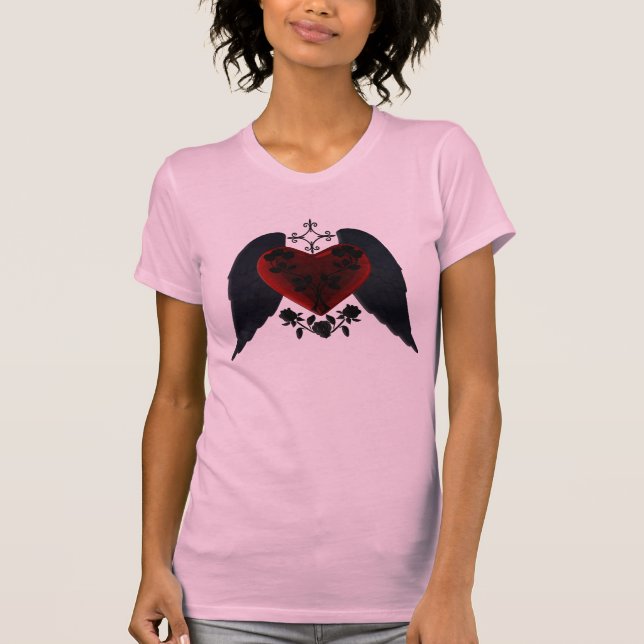 Black Winged Goth Heart Shirt Tröja (Framsida)