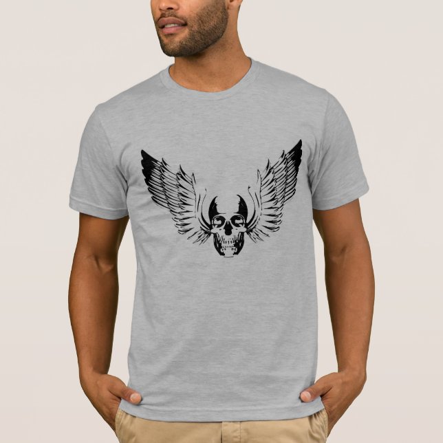 Black Winged Skull T-Shirt (Framsida)
