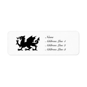 Black Winged Wales Dragon Address Label eller Märk Returadress Etikett