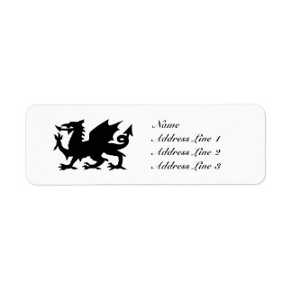 Black Winged Wales Dragon Address Label eller Märk Returadress Etikett