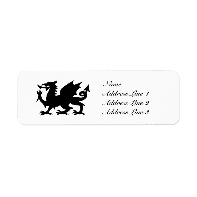 Black Winged Wales Dragon Address Label eller Märk Returadress Etikett (Framsidan)