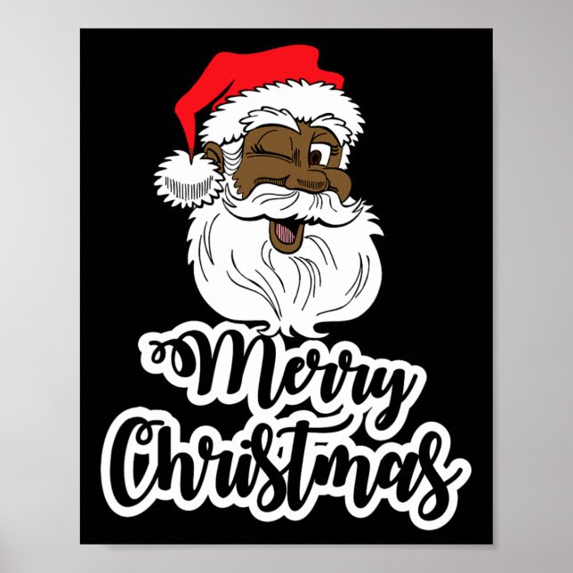 Black winking Santa god jul african americ Poster (Framsidan)