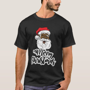 Black Winking Santa Merry African American Santa T Shirt