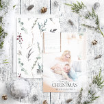 Black Winter Botanical God jul Photo Holid Julkort<br><div class="desc">Tittar du ett vackert och unikt helgdag-kort som ska skickas till dina vänner och familj i år? Titta bara på vårt Svart Winter Botanical God jul Photo Helgdag Card! Det här enkla kortet och eleganten har ditt favoritfoto med utfallsljus, överlagt med "God jul i en populär handskriven kalligrafi och serif...</div>