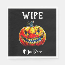 Black Wipe If You Dare Halloween Smiling Pumpkin Pappersservett
