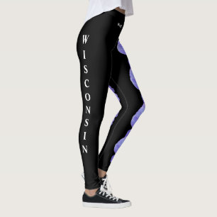Black Wisconsin State Flower Wood Violet Leggings