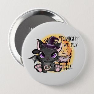 Black Witch Cat Halloween Cat Knapp