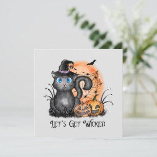 Black Witch Cat with Spindelnät & Jack-O'-Lanterno