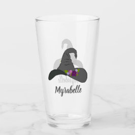 Black Witch Hat med Flowers Personlig Glaskopp