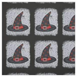 Black Witch Hat Spider Orange Black Stars Tyg