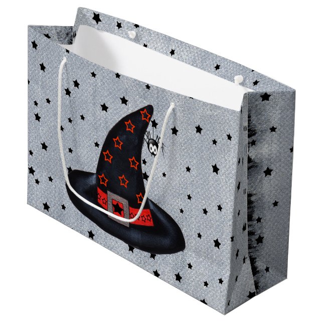 Black Witch Hat Stars Cute Spider Halloween (Framsidan Vinklad)