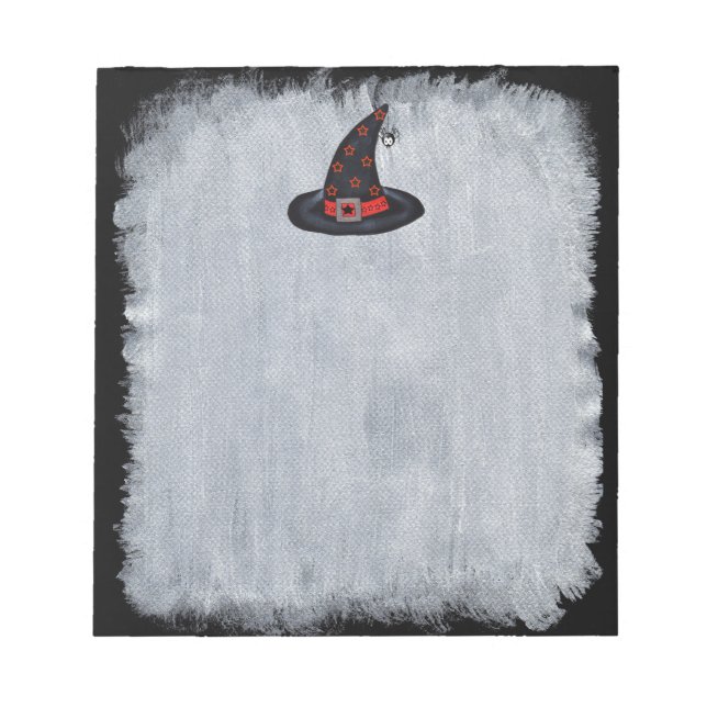 Black Witch Hat Stars Cute Spider Halloween Anteckningsblock (Framsida)