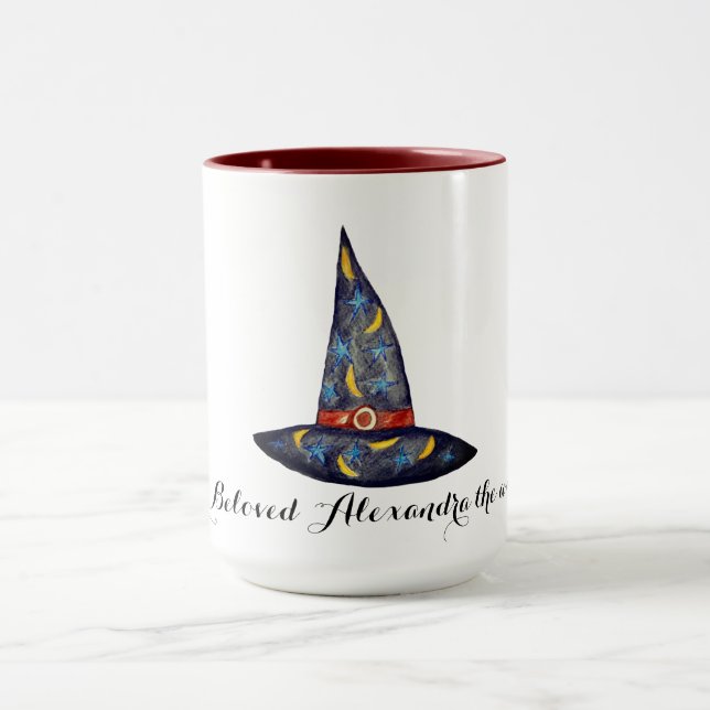 Black Witch Hat,Stars Halloween Mugg (Center)