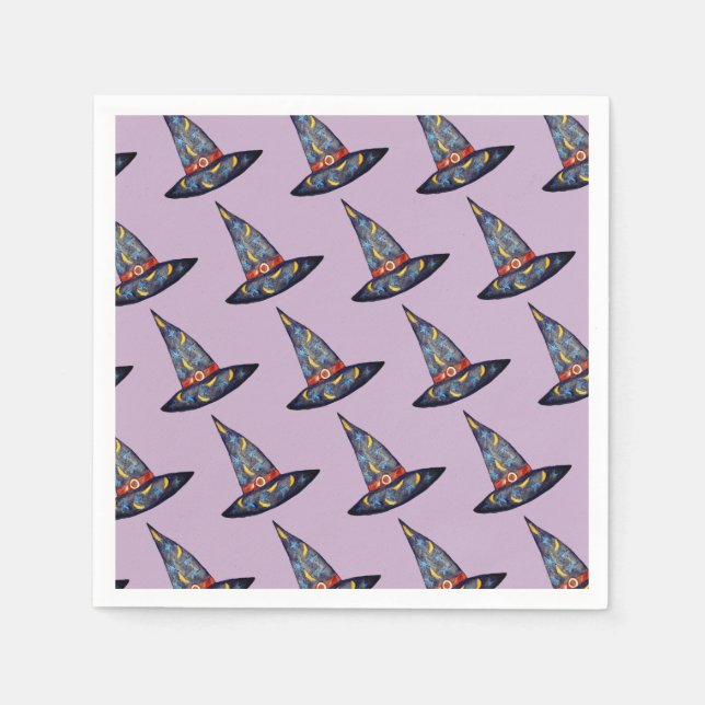 Black Witch Hat Teckning Napkins Pappersservett (Framsidan)