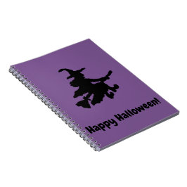 Black Witch on Purple - Happy Halloween  Anteckningsbok