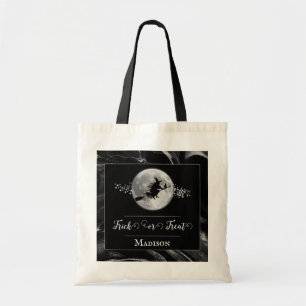 Black Witch Silhouette Halloween Bus eller godis Tygkasse