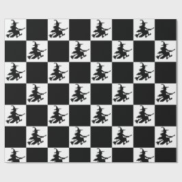 Black Witches Checkered Wrapping Paper Presentpapper