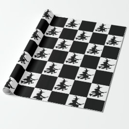 Black Witches Checkered Wrapping Paper Presentpapper