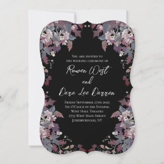 Black with Moody Dark Floral Wedding Invitations Inbjudningar