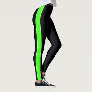 Black with Neon Grönt Rand Leggings