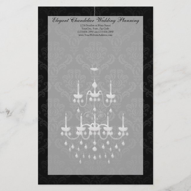 Black with White Chandelier Silhouette Brevpapper (Framsida)