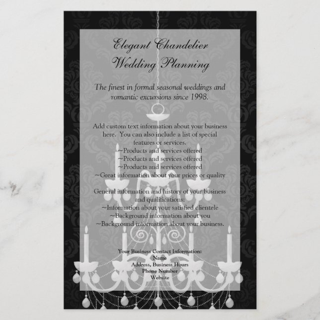 Black with White Chandelier Silhouette Flygblad (Framsidan)