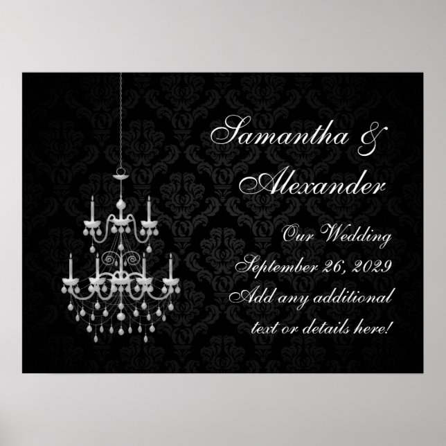 Black with White Chandelier Silhouette Poster (Framsidan)