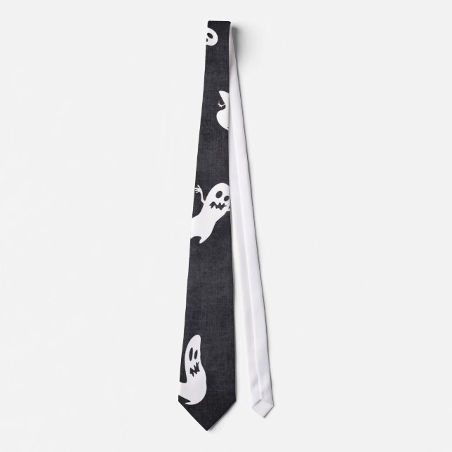 Black with White Flies Spöken Halloween Tie Slips (Framsida)