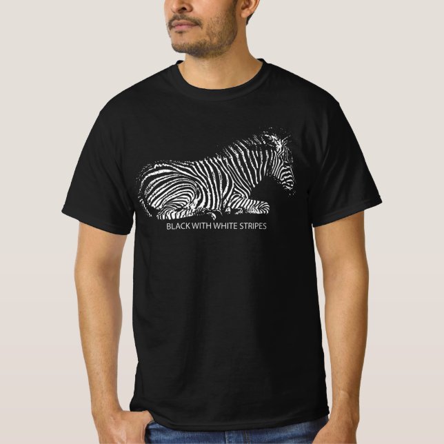 Black With White Stripes T Shirt (Framsida)