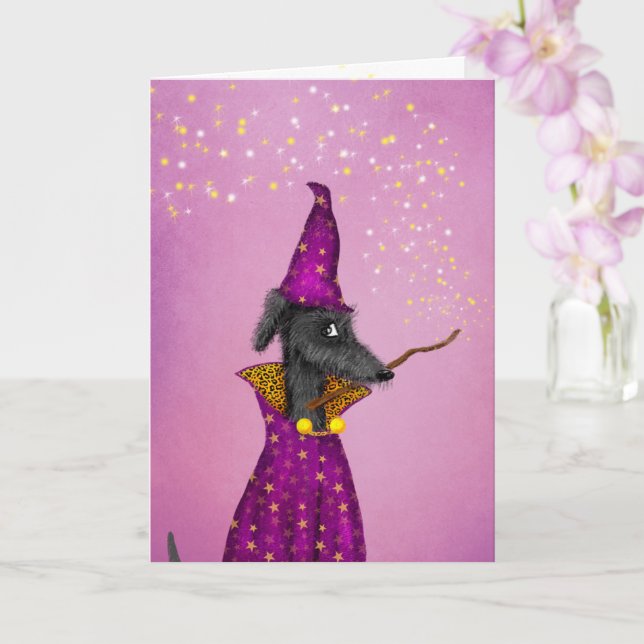 Black Wizard hund Halloween-kort Kort (Orkide)