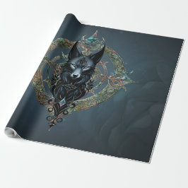 Black wolfs head med piercing blue ögon, presentpapper