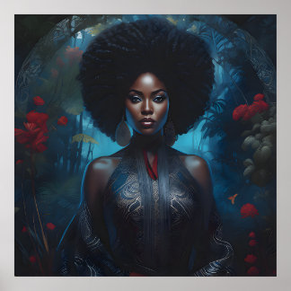 Black Woman African American Oljemålning Poster