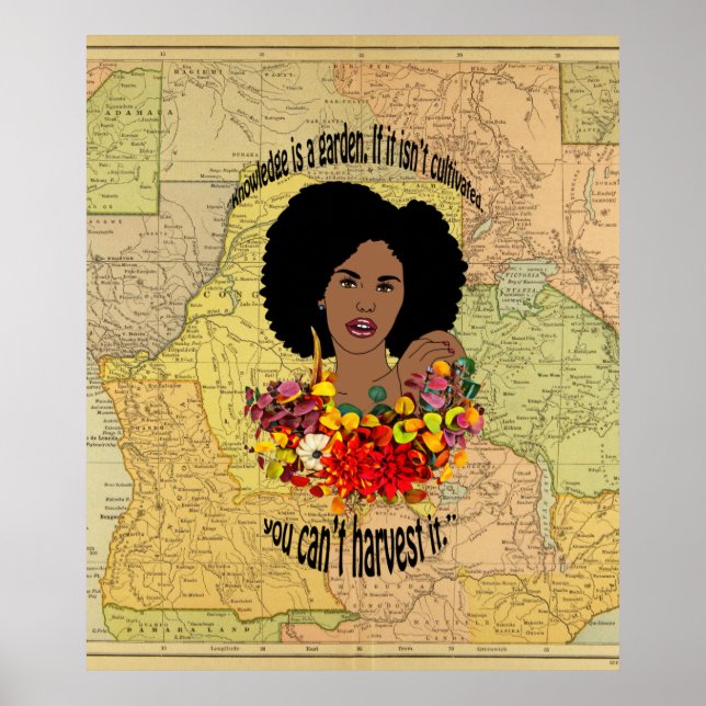Black Woman African Proverbs citerar Wisdom art Poster (Framsidan)