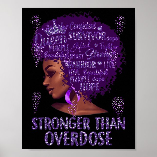 Black Woman Afro African Stronger than Overdose Aw Poster (Framsidan)