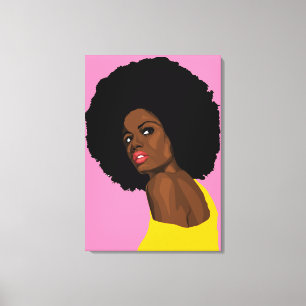 BLACK WOMAN AFRO ART PRINT STRETCHED CANVAS