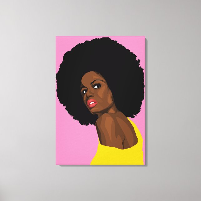 BLACK WOMAN AFRO ART PRINT STRETCHED CANVAS (Framsida)